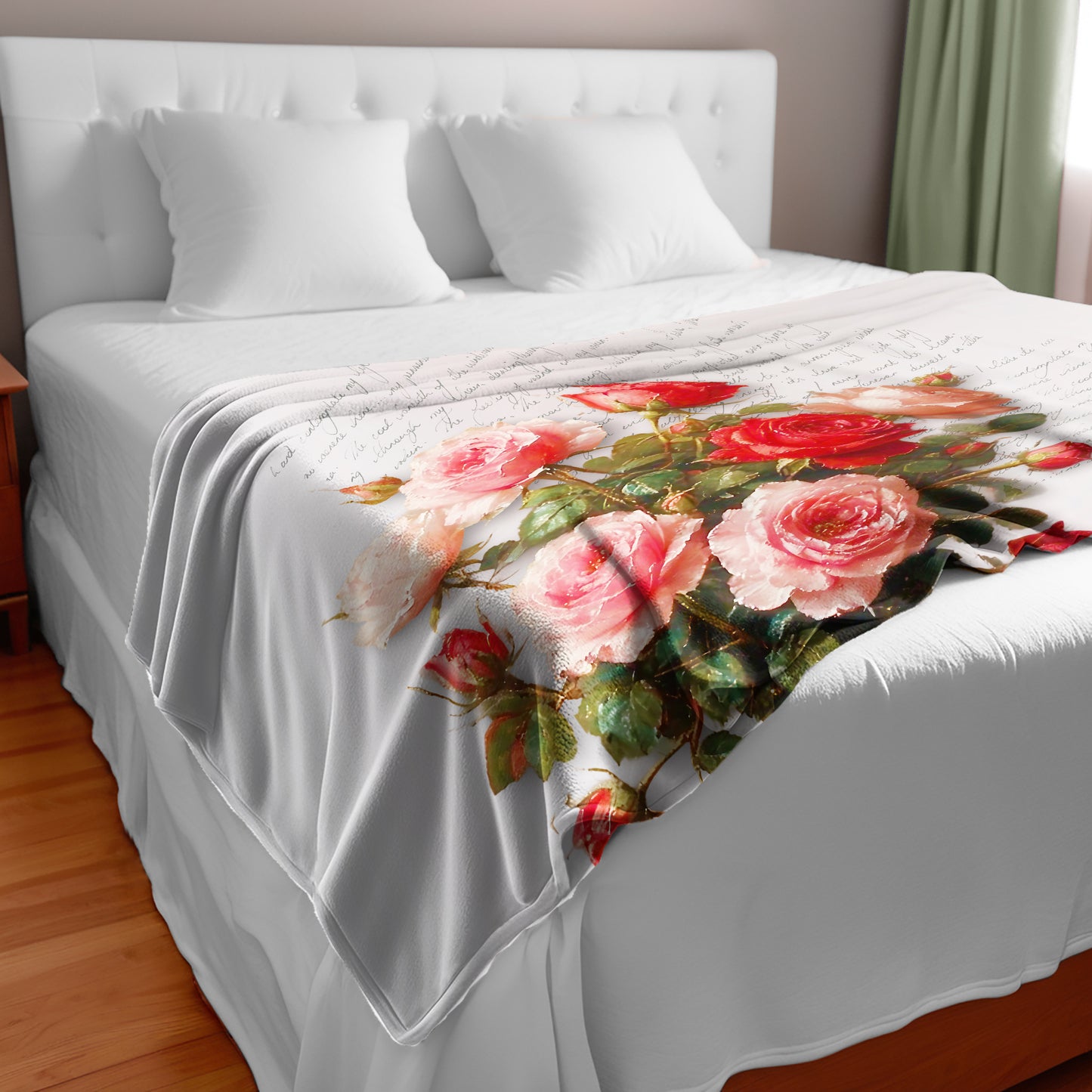 Red Roses Bed Throw