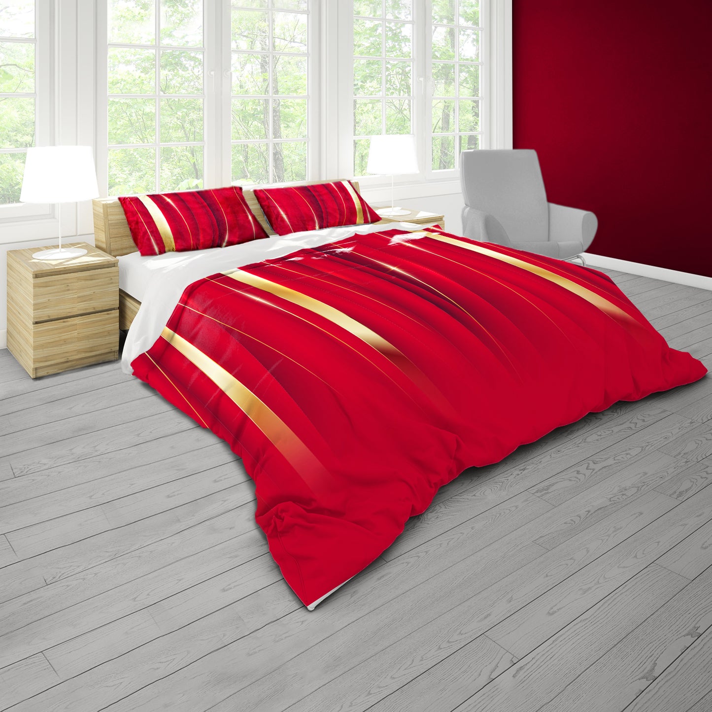 Red Royal Veil Duvet Cover Set
