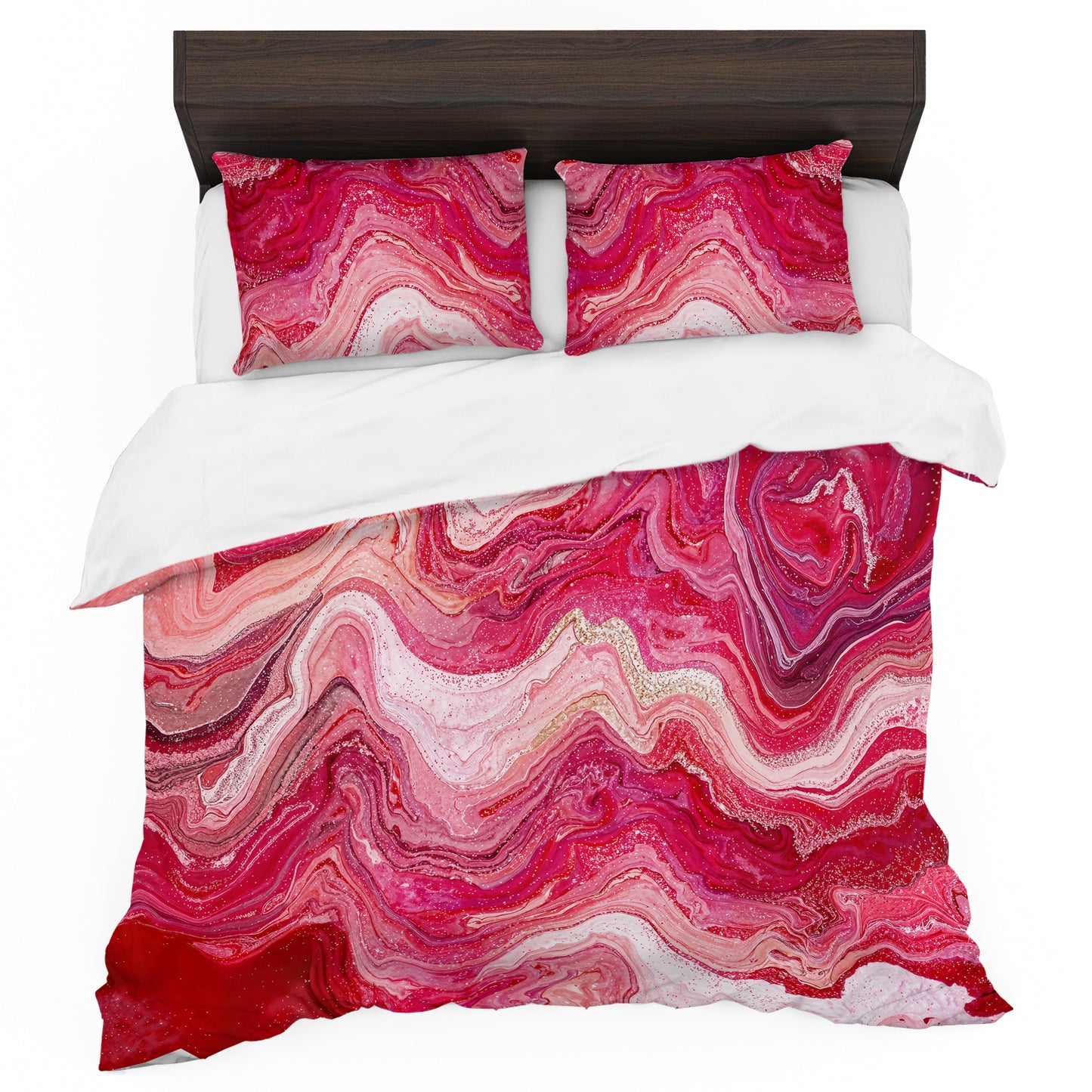 Red Waves Duvet Cover Set