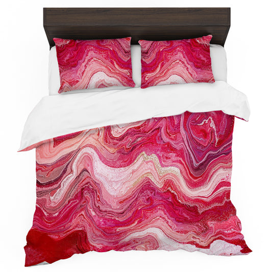 Red Waves Duvet Cover Set