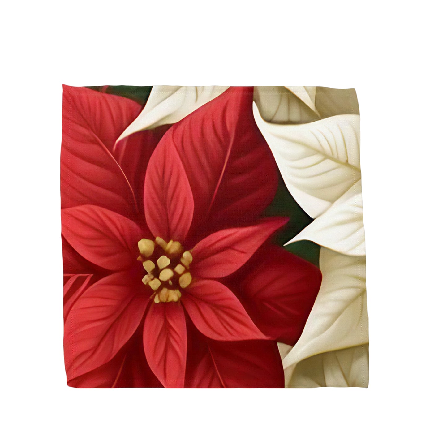 Red & Beige Poinsettia Napkins