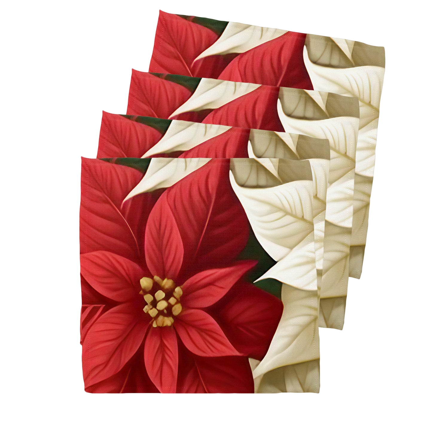 Red & Beige Poinsettia Napkins