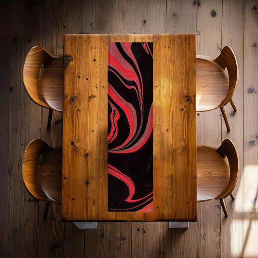 Red & Black Currents 160cm Table Runner