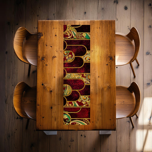 Red & Gold Chamber 160cm Table Runner