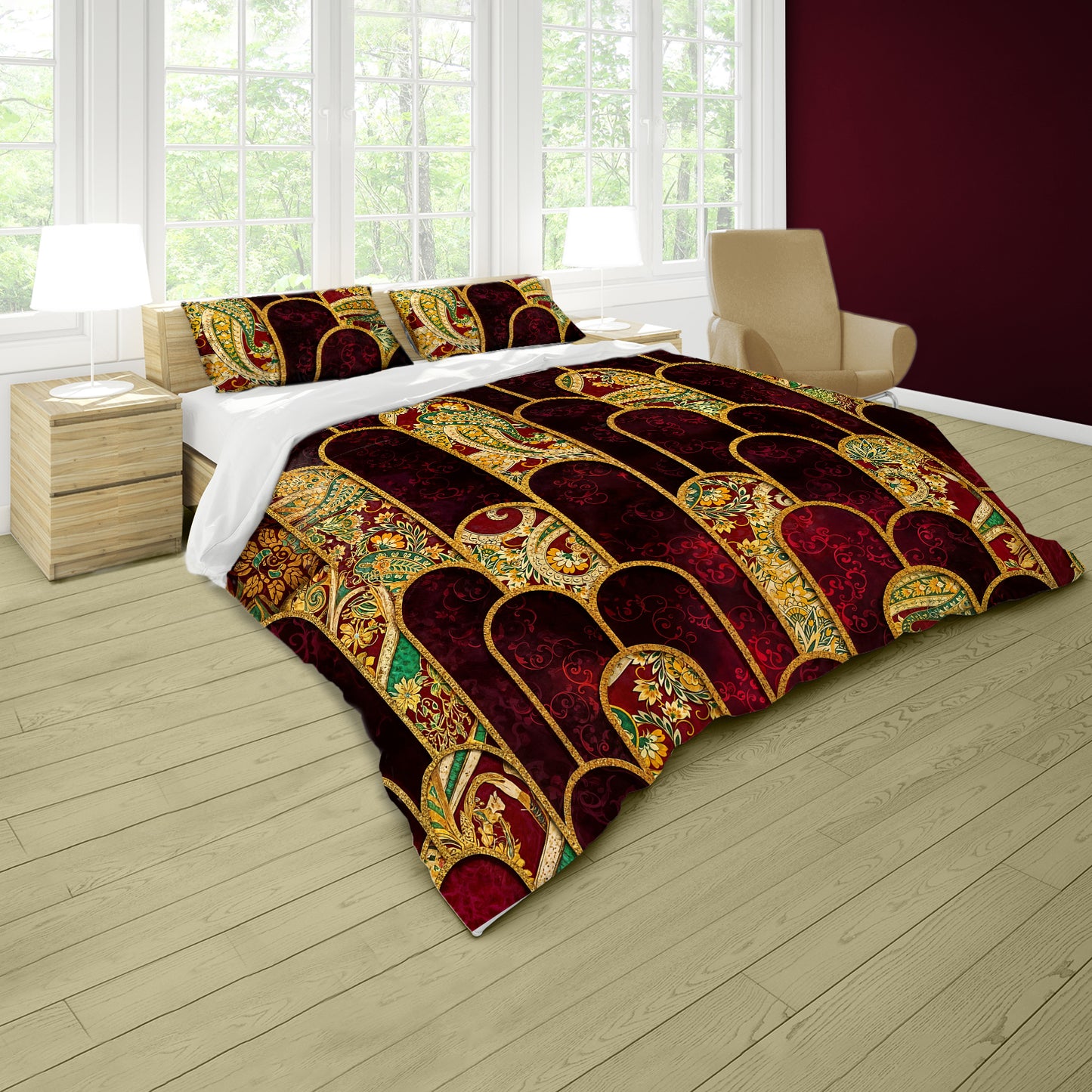 Red & Gold Chamber Duvet Cover Set
