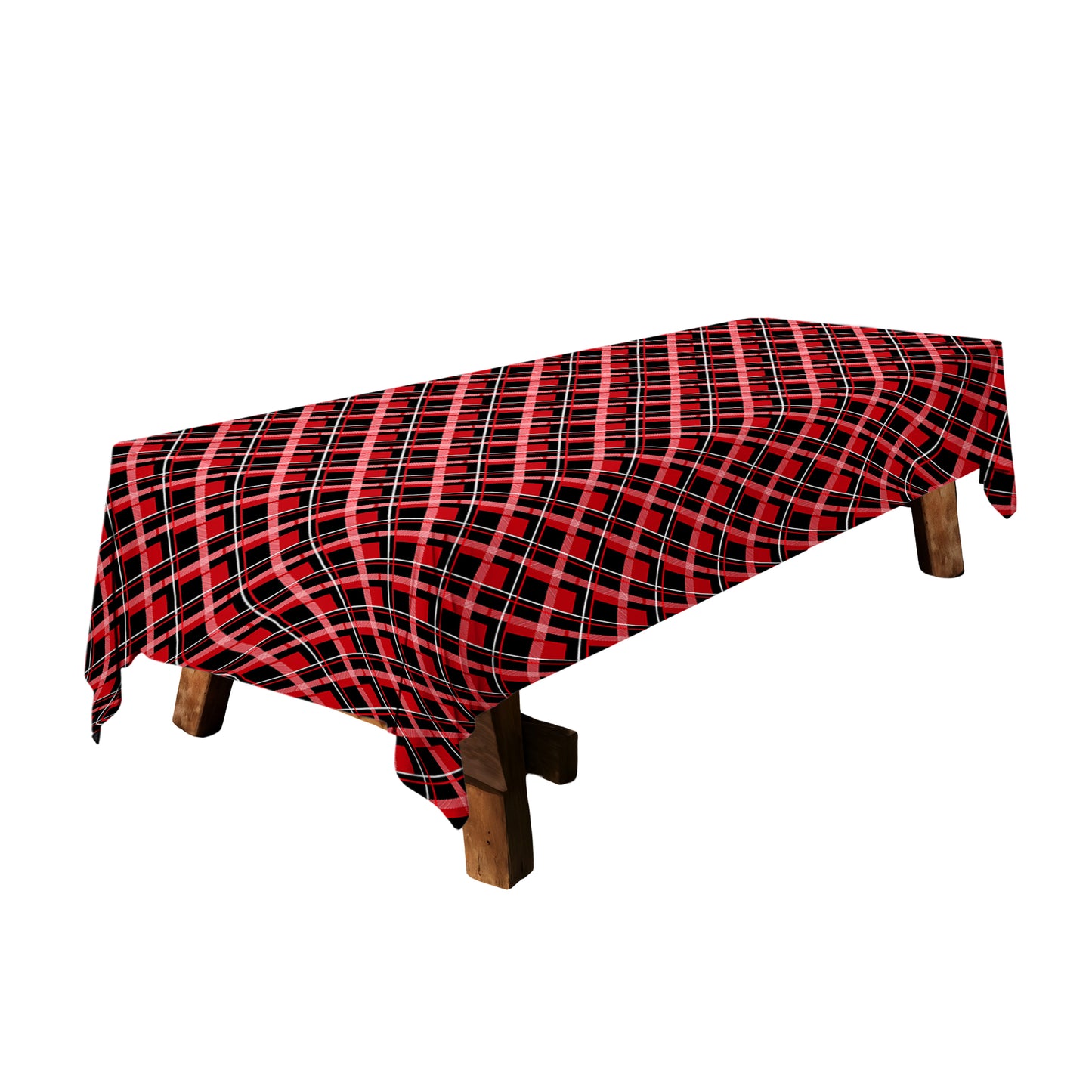 Red and Black Checkered Pattern  3m Rectangle Tablecloth