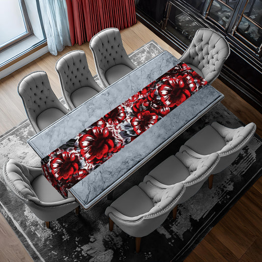 Red and Black Floral Table Runner