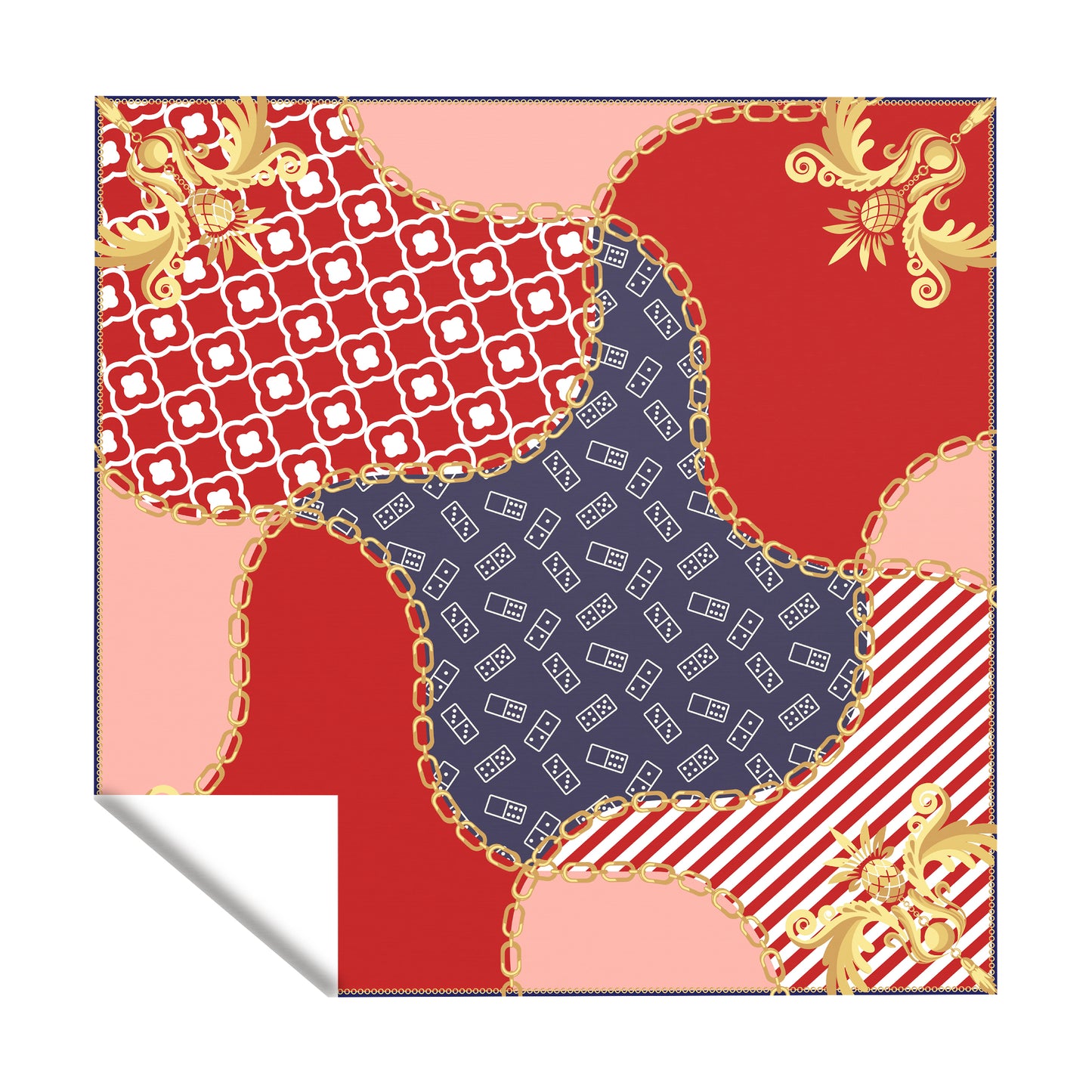 Red and Navy Abstract Pattern Square Tablecloth