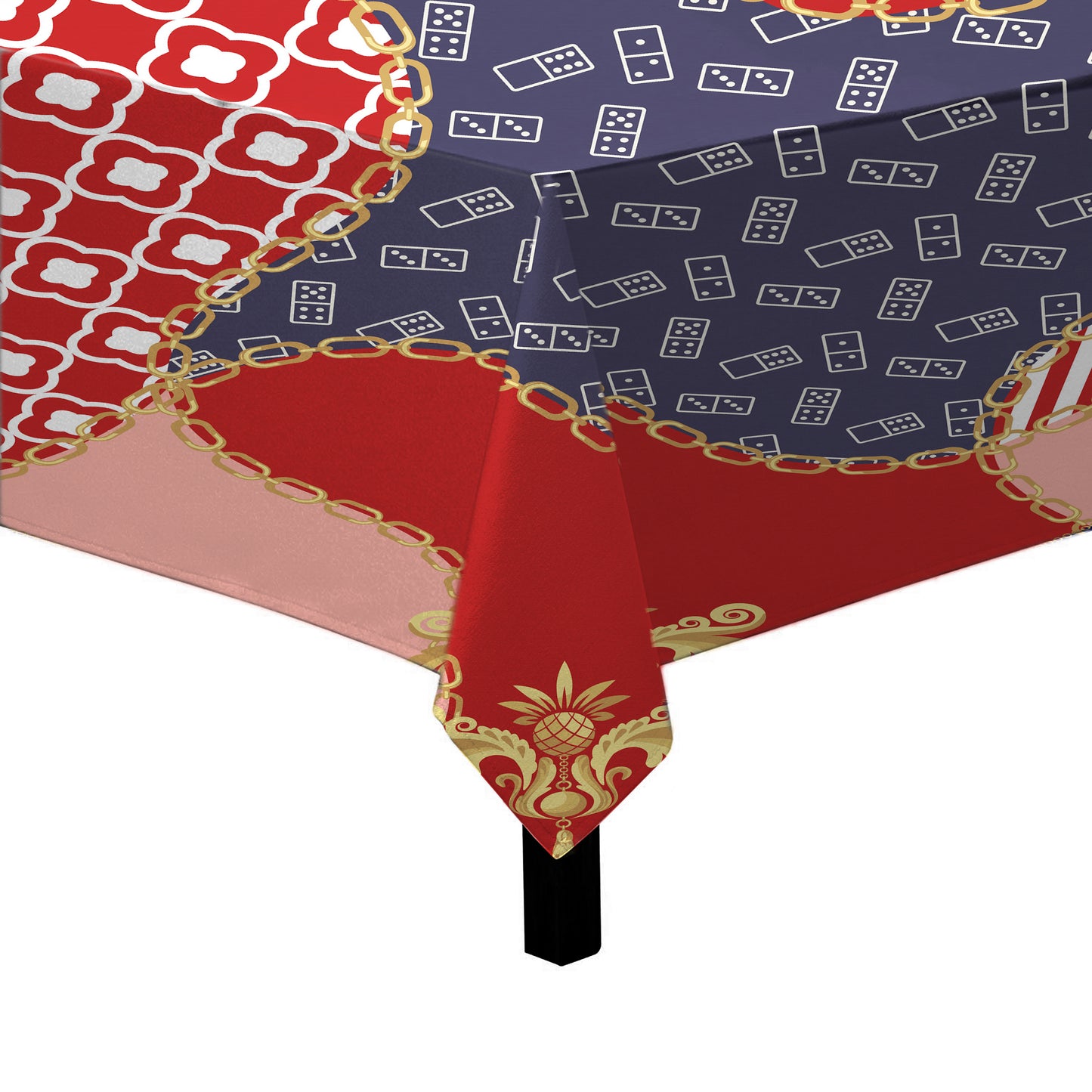 Red and Navy Abstract Pattern Square Tablecloth
