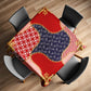 Red and Navy Abstract Pattern Square Tablecloth