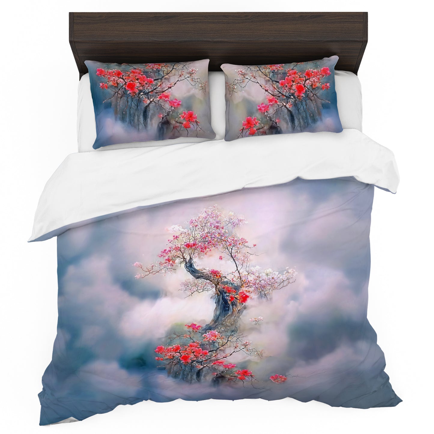 Red and Pink Tree Duvet Cover Set