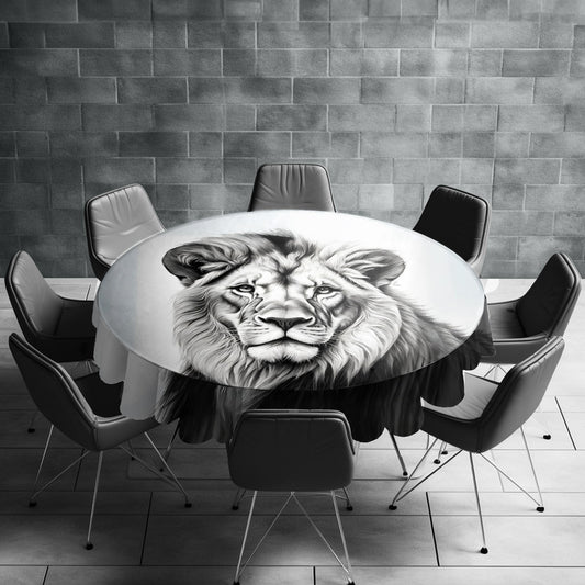 Regal Majesty Lion Round Tablecloth by Nathan Pieterse