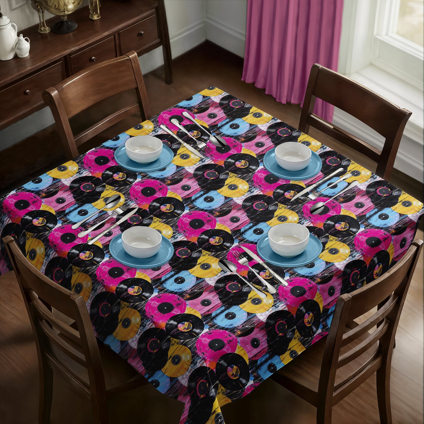 Retro Vinyl Square Tablecloth