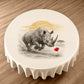 Rhino And The Red Bloom Round Tablecloth by Nathan Pieterse