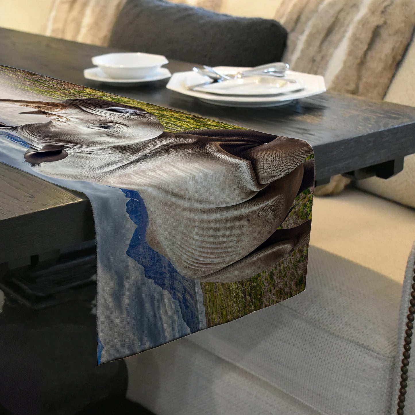 Rhino Dust and Thunder Table Runner