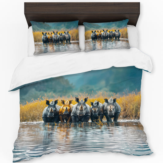 Rhino Parade of Strength Duvet Cover Set