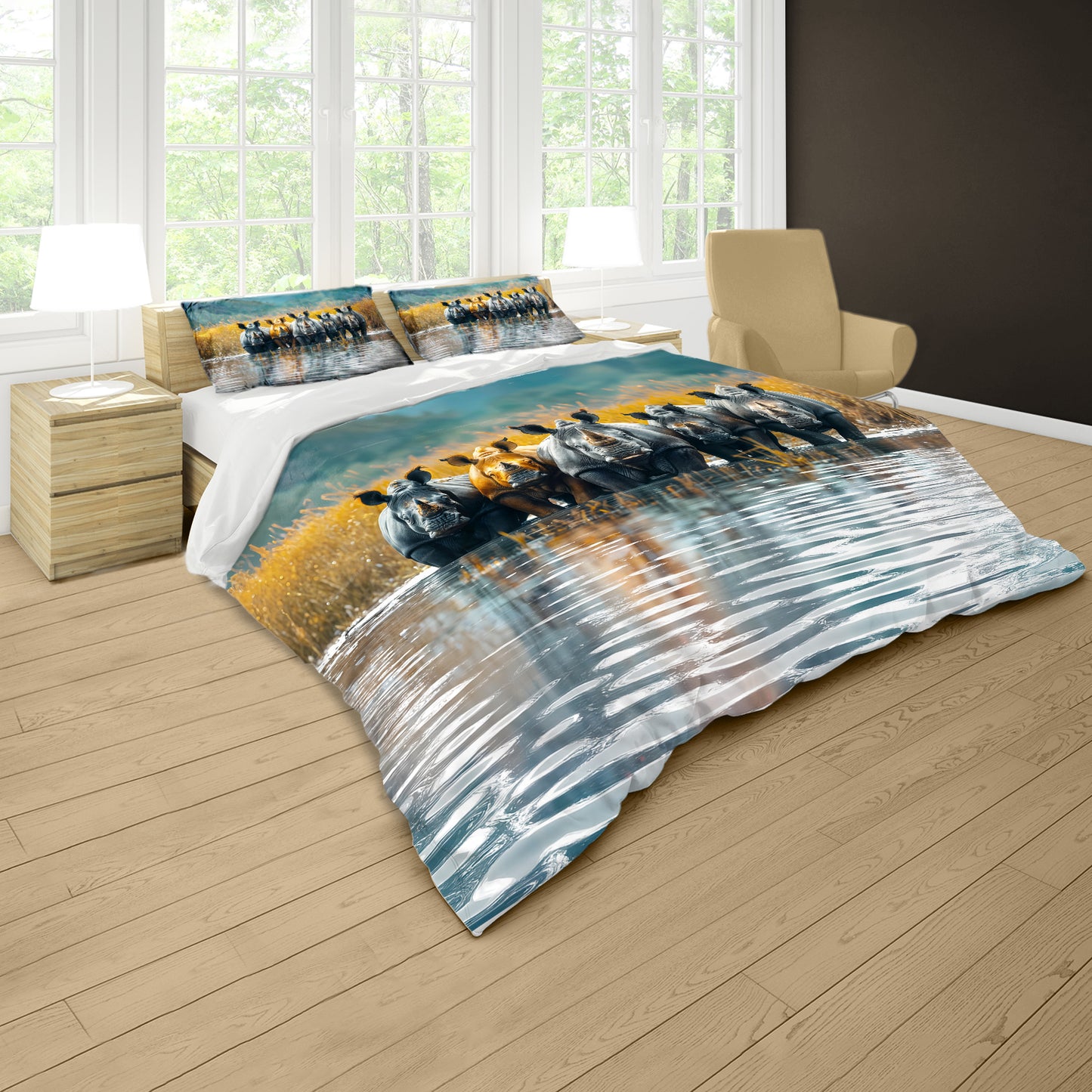 Rhino Parade of Strength Duvet Cover Set