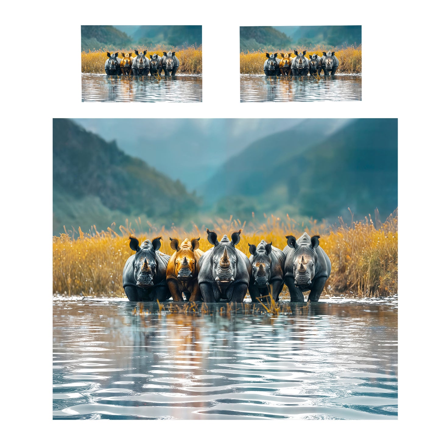 Rhino Parade of Strength Duvet Cover Set