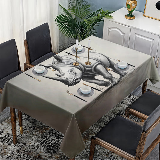 Rhino Unravelling By Nathan Pieterse Rectangle Tablecloth