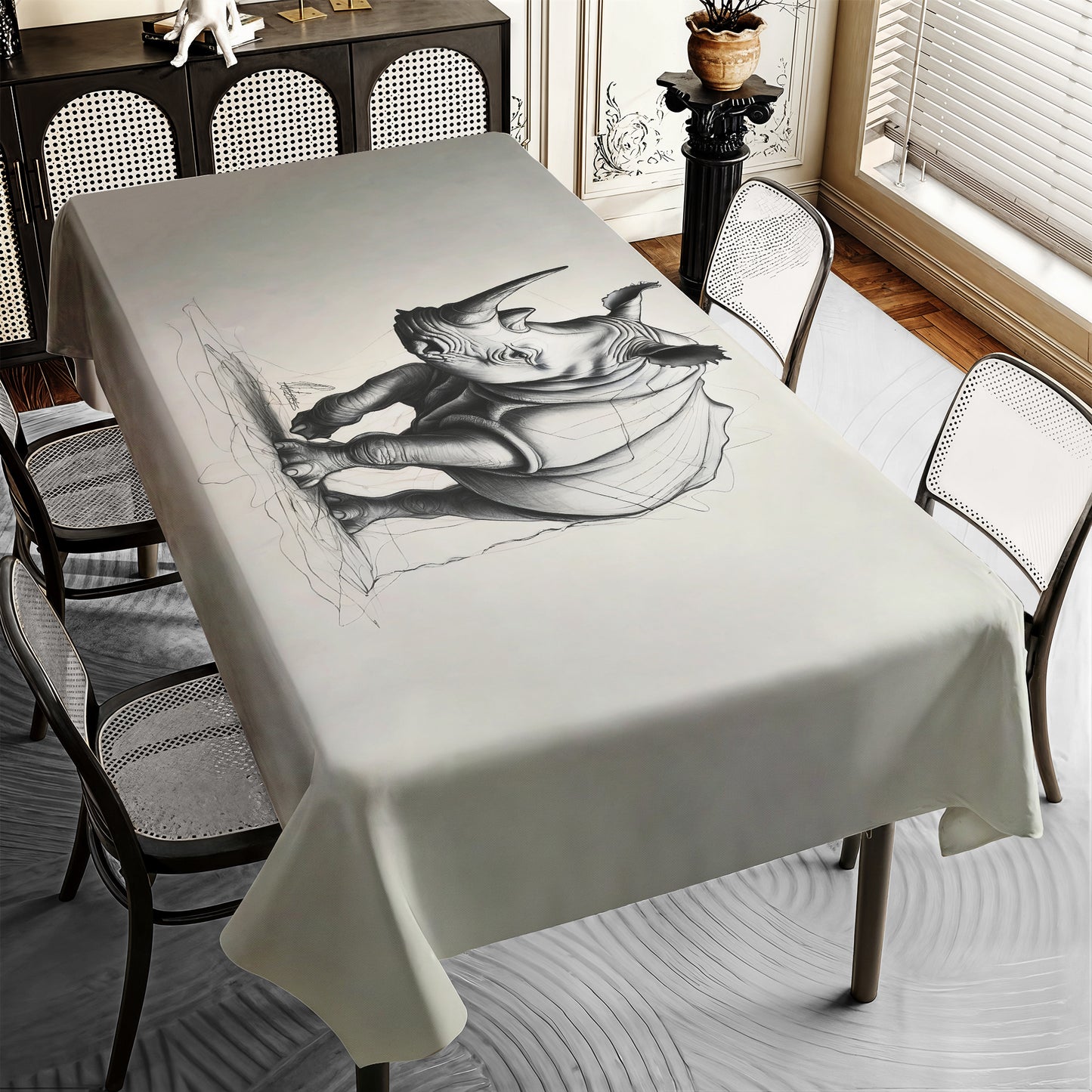 Rhino Unravelling By Nathan Pieterse Rectangle Tablecloth