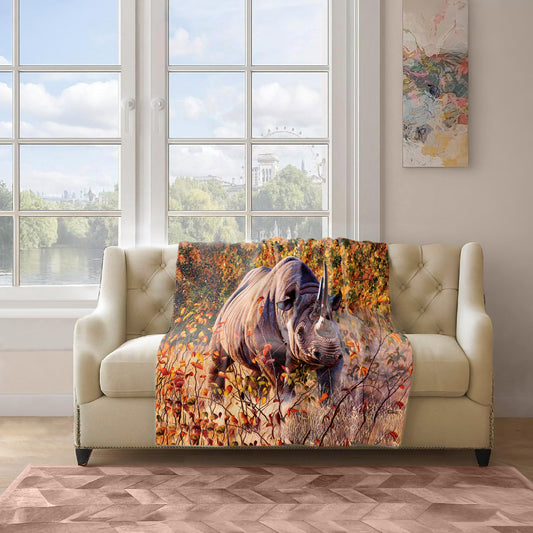 Rhino Light Fleece Blanket by Delene Lambert