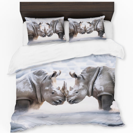 Rhinos on Icelandic Shores Duvet