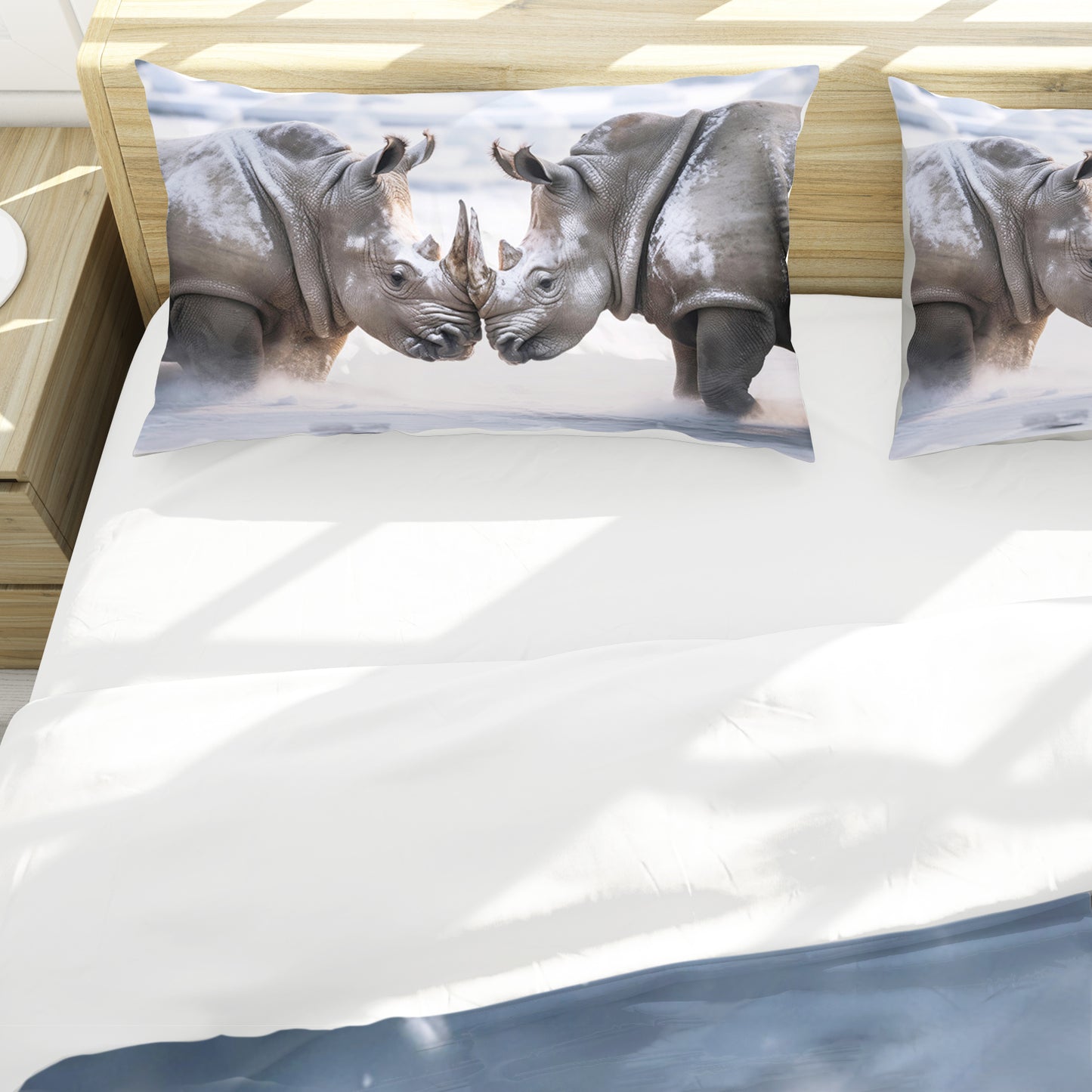 Rhinos on Icelandic Shores Duvet