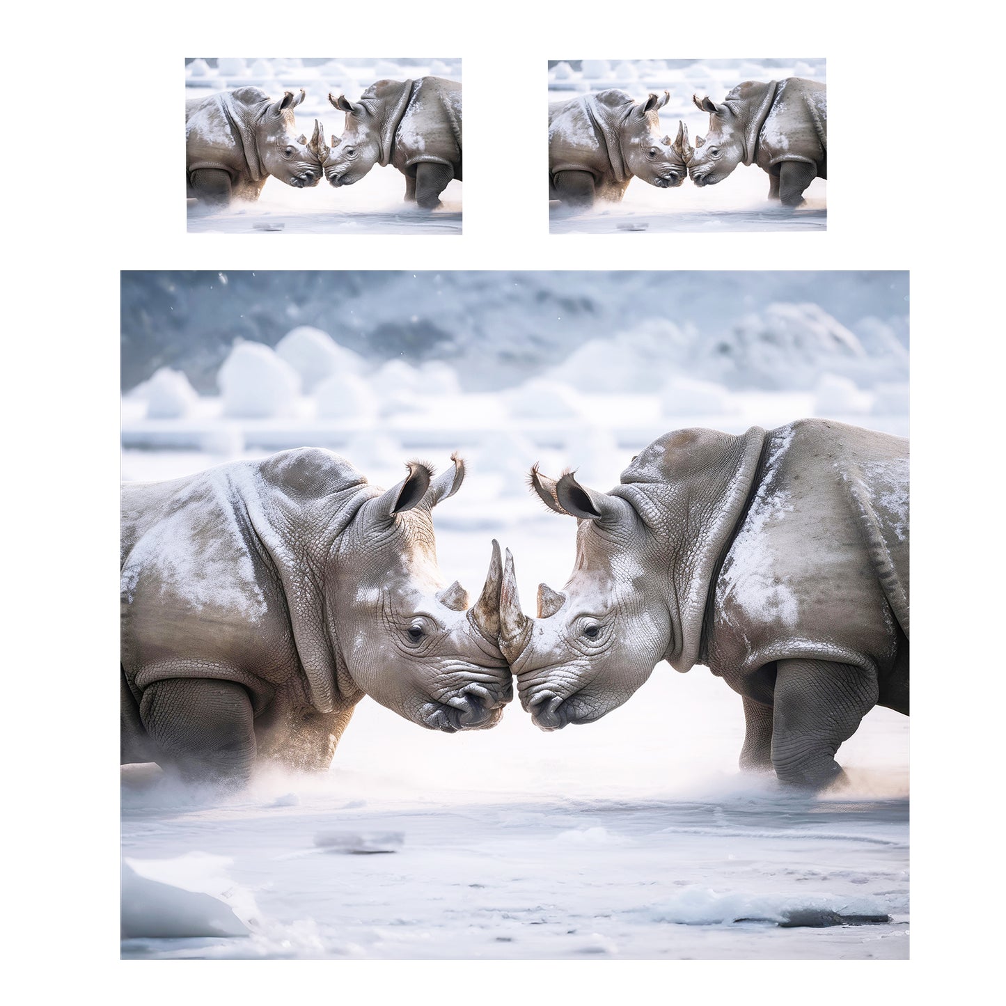Rhinos on Icelandic Shores Duvet