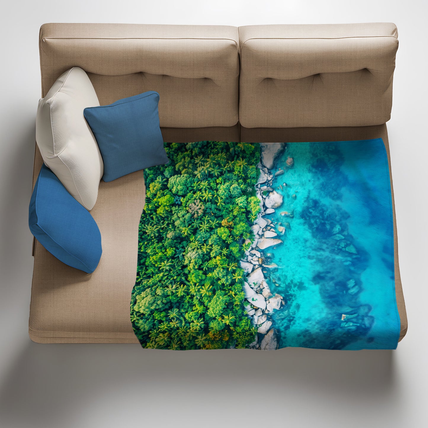 Rocky Beach Forest Light Weight Fleece Blanket