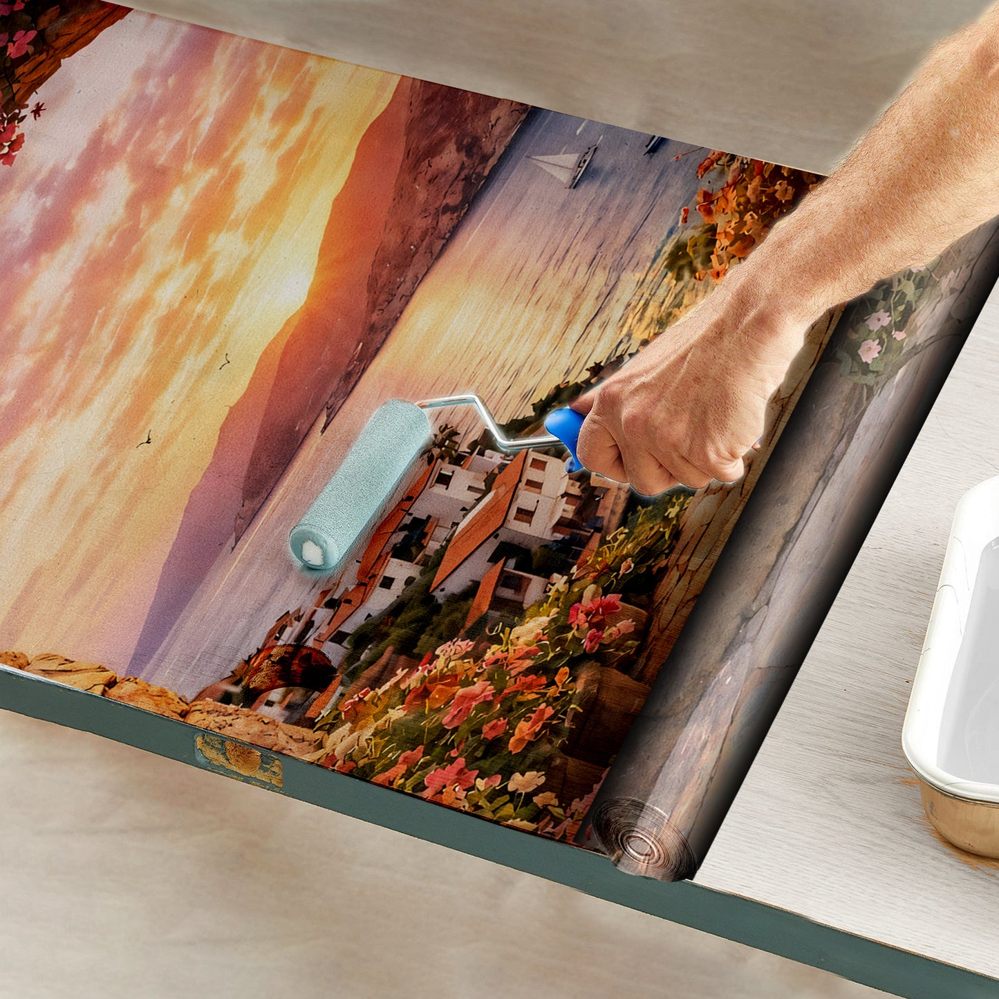 Roman Sunset Door Decoupage