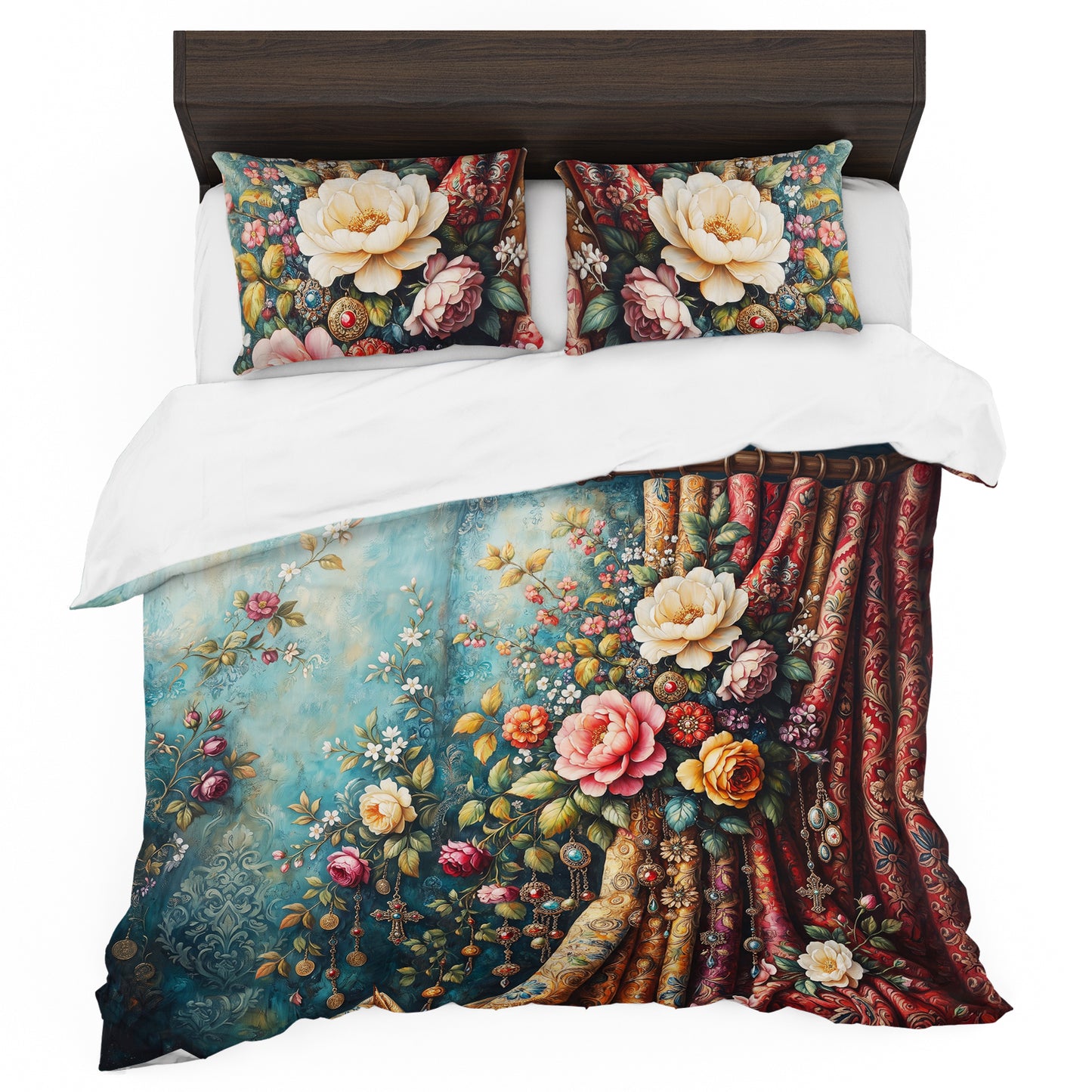 Romantic Drapery Floral Duvet Cover Set