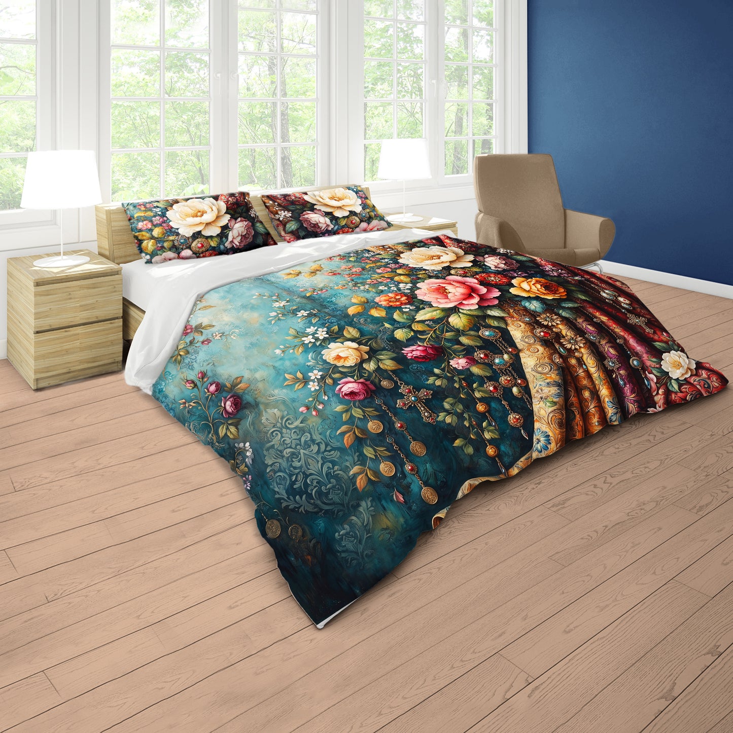 Romantic Drapery Floral Duvet Cover Set