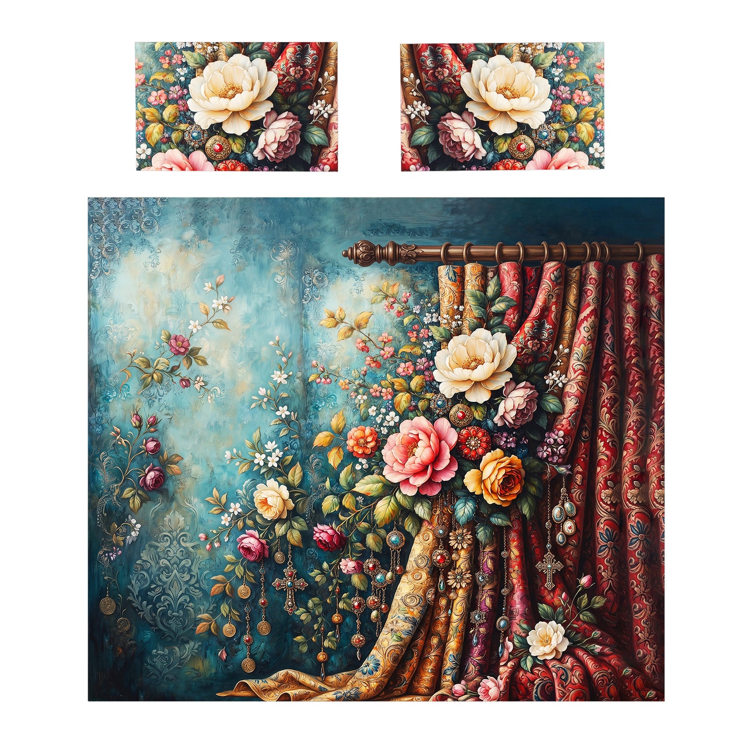Romantic Drapery Floral Duvet Cover Set
