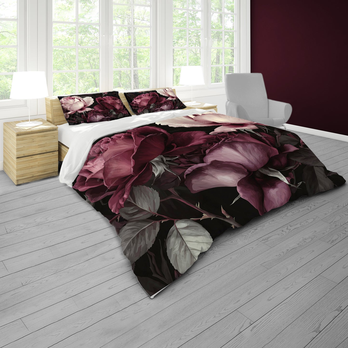 Romantic Three Roses Duvet Cover Set by Wikus Schalkwyk