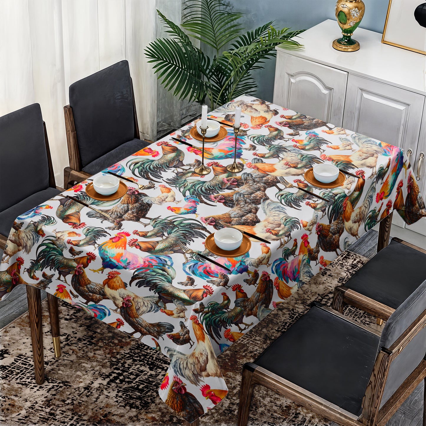Rooster Mixer Rectangle Tablecloth By Mark Van Vuuren