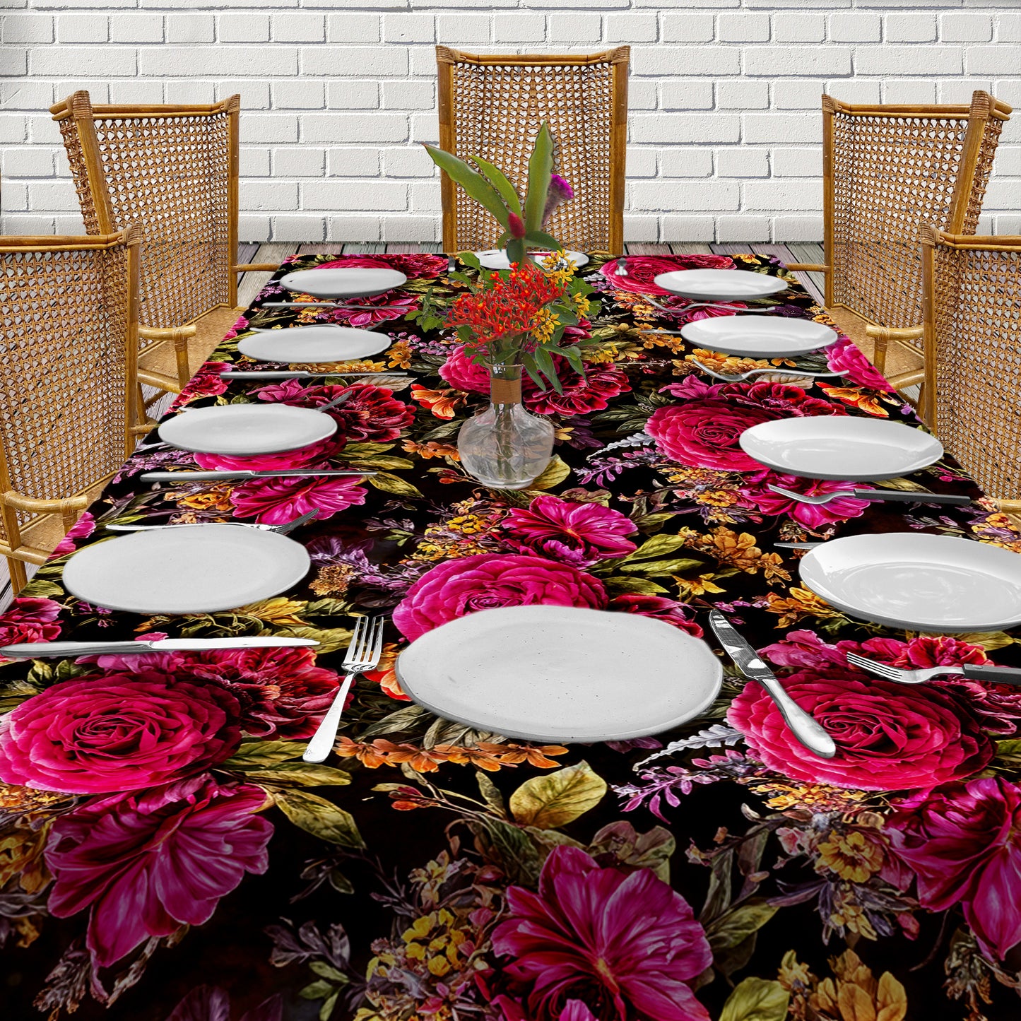 Rose Corner 3m Rectangle Tablecloth