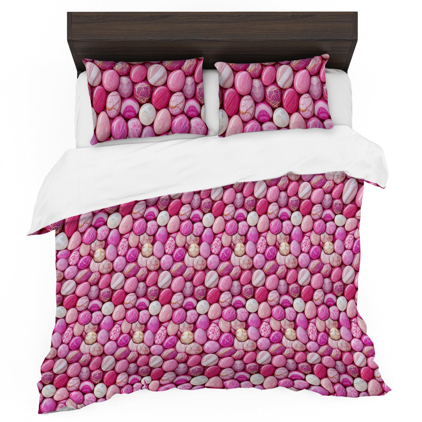Rose Marble Pebble Mosaic Duvet Cover Set