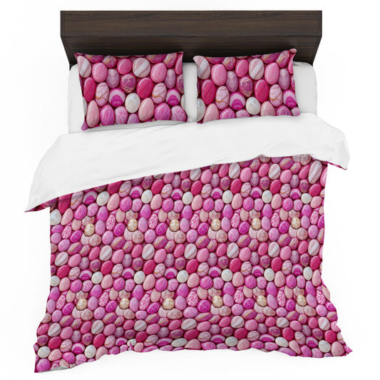 Rose Marble Pebble Mosaic Duvet Cover Set
