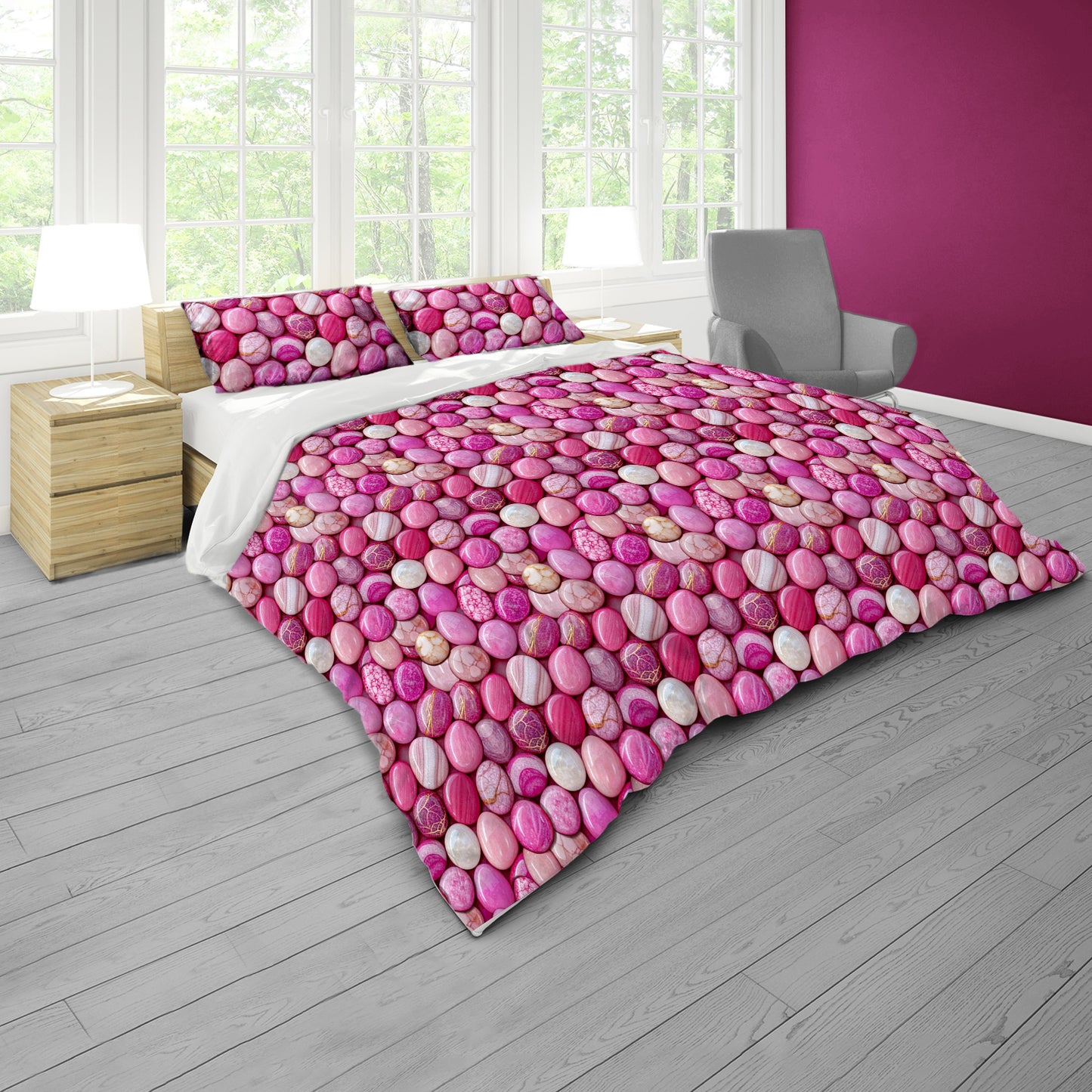 Rose Marble Pebble Mosaic Duvet Cover Set