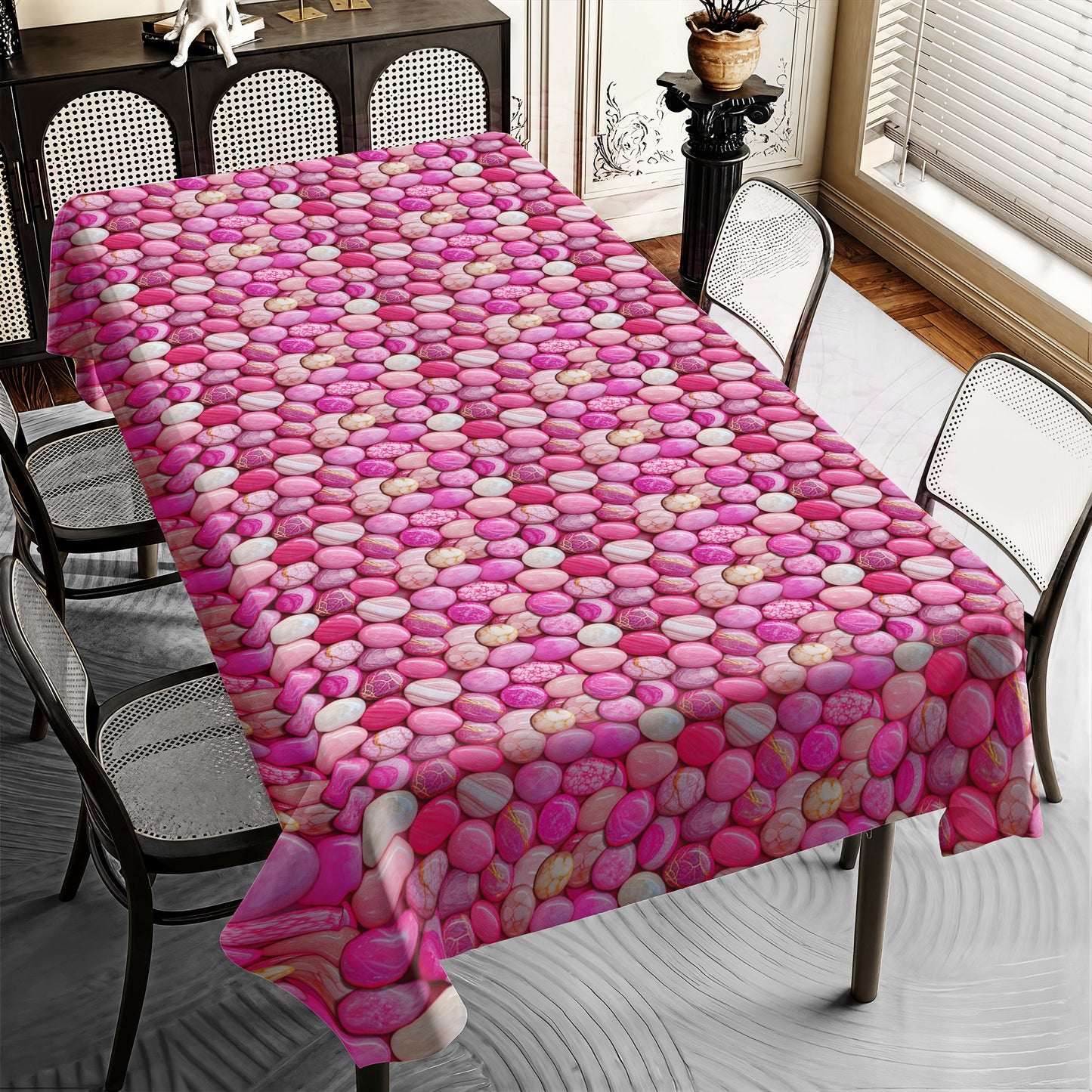 Rose Marble Pebble Mosaic Rectangle Tablecloth