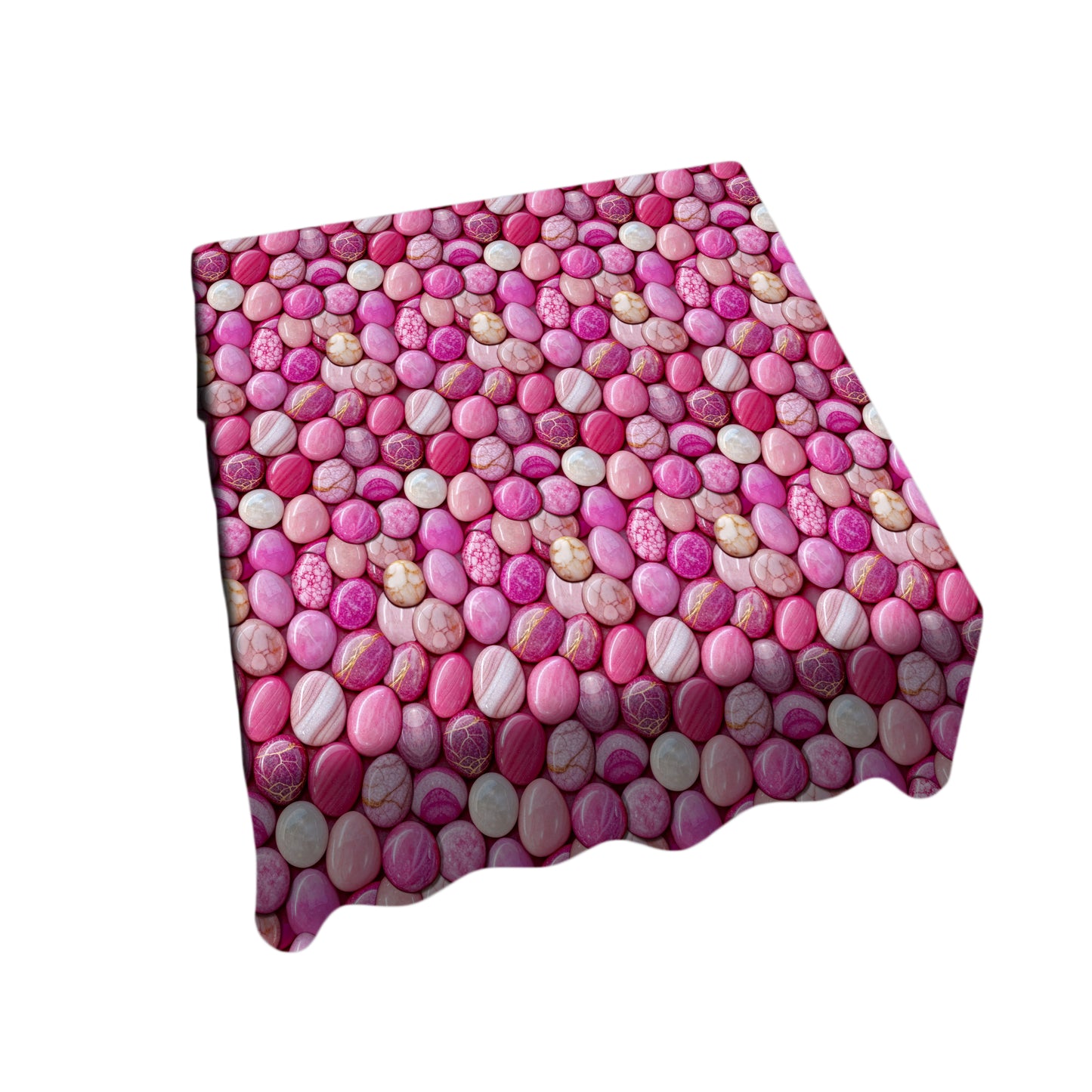 Rose Marble Pebble Mosaic Square Tablecloth