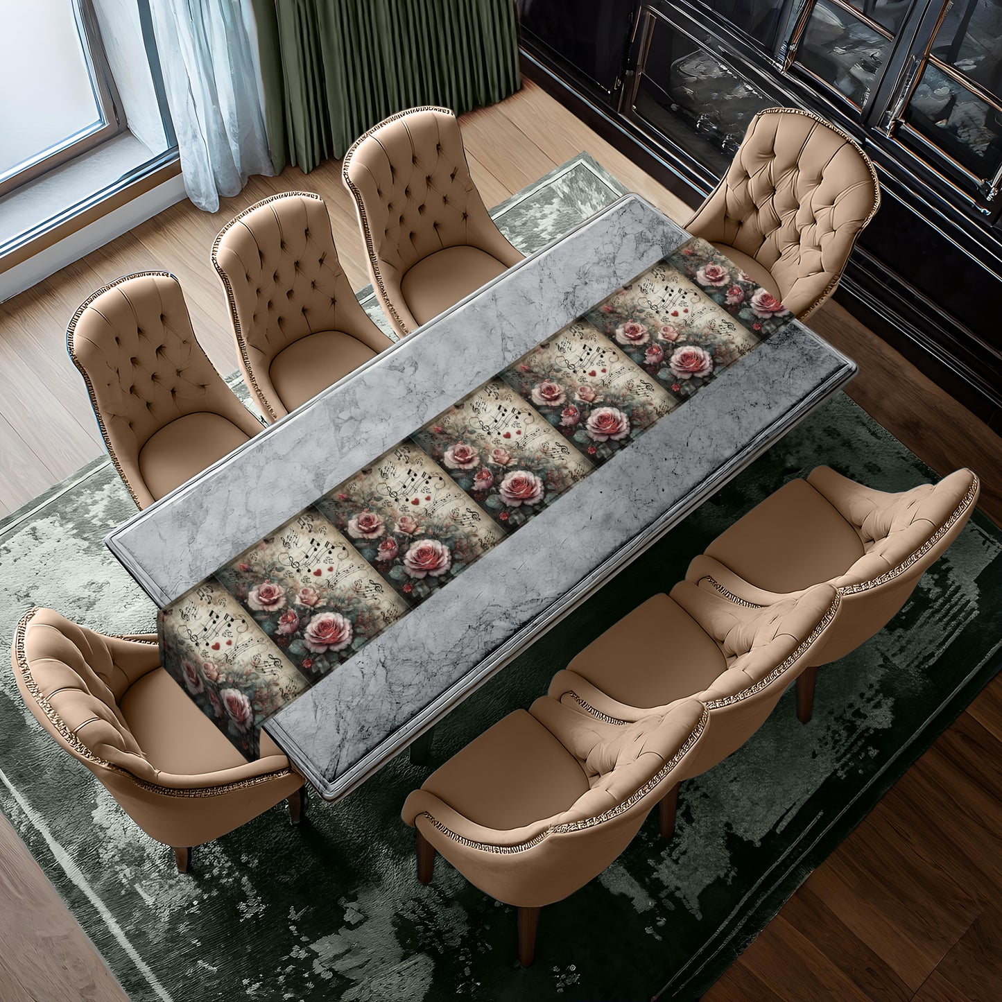 Roses & Music Notes Table Runner by Mark van Vuuren