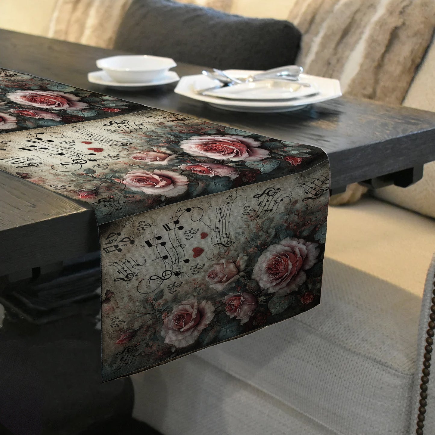 Roses & Music Notes Table Runner by Mark van Vuuren