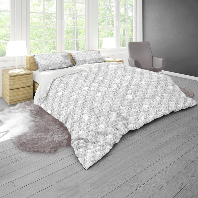 Rows Of White Diamond Marble Duvet Cover Set