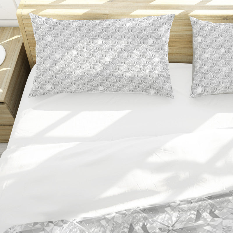 Rows Of White Diamond Marble Duvet Cover Set