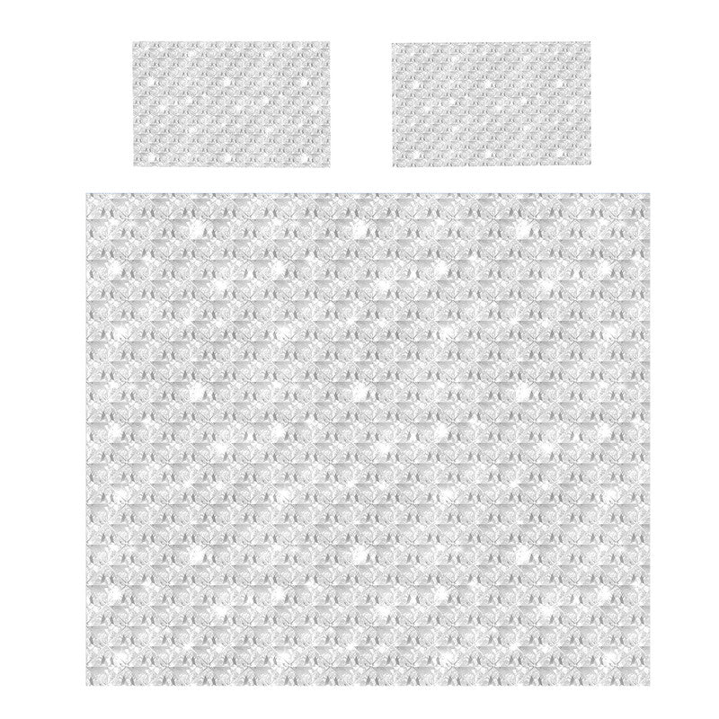Rows Of White Diamond Marble Duvet Cover Set