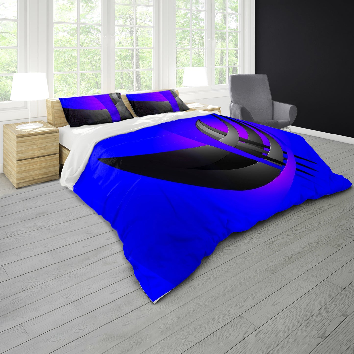 Royal Blue Abstract Pattern Duvet Cover Set