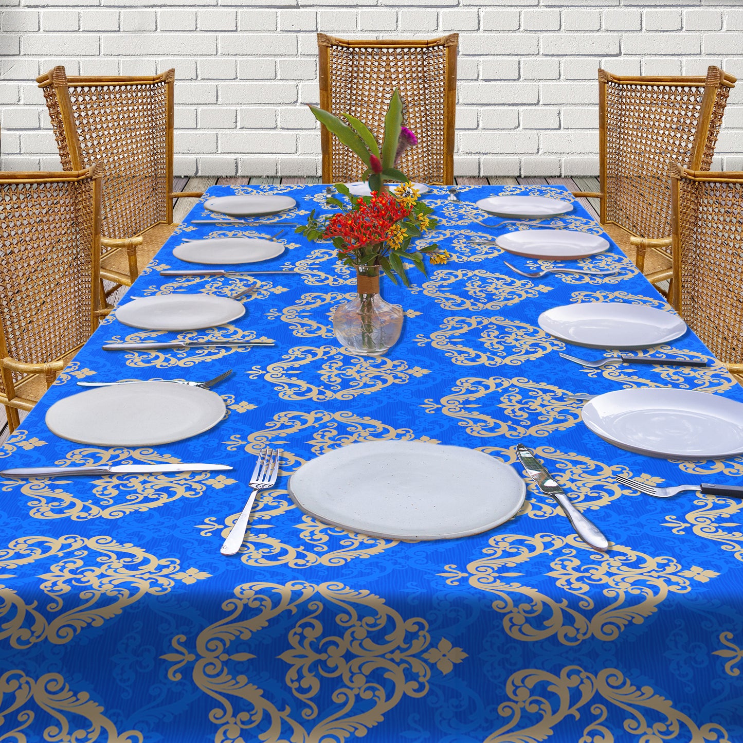 Royal Blue Baroque 3m Rectangle Tablecloth