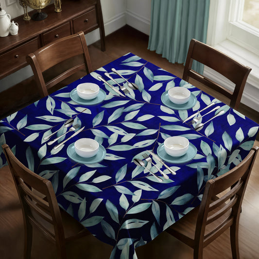 Royal Blue Waterpainted Blue Leaves By Mark Van Vuuren Square Tablecloth