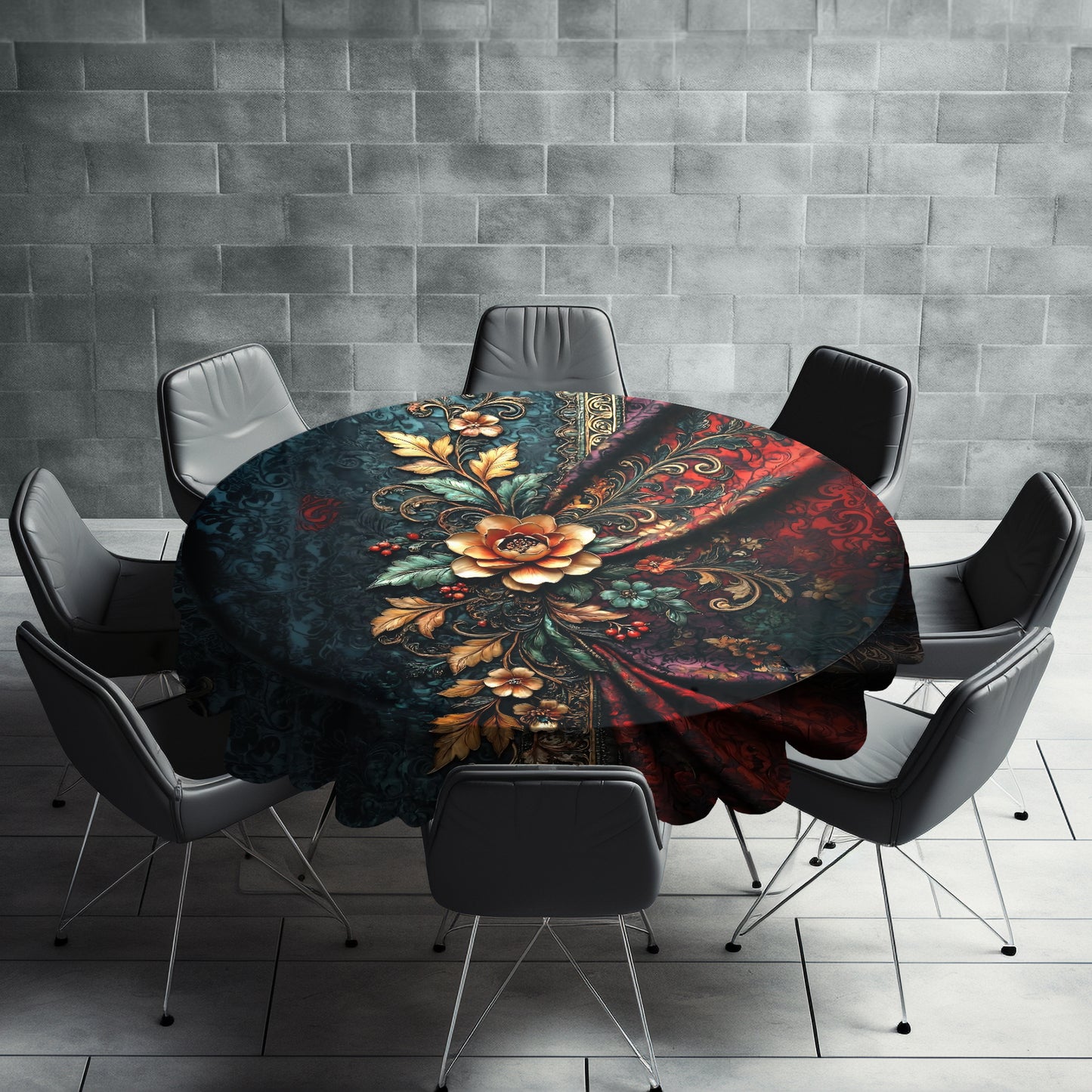 Royal Floral Round Tablecloth